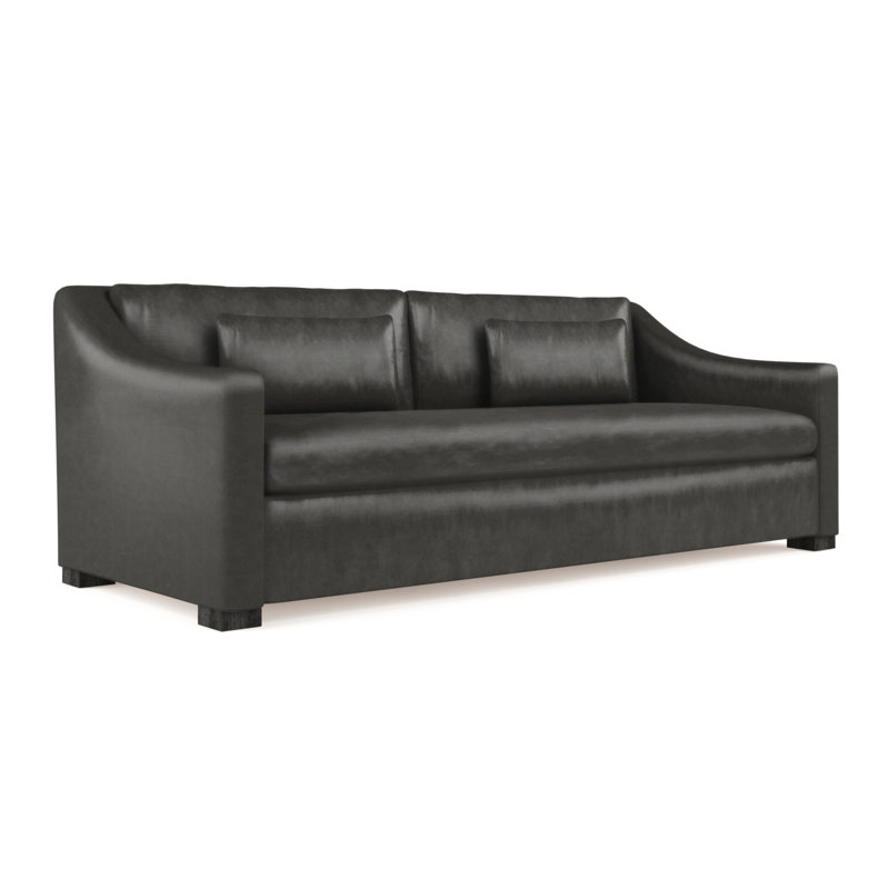 Causeuse Crosby, Cuir rétro graphite, H 32,5 po x l 72 po x P 43 po, Ébène