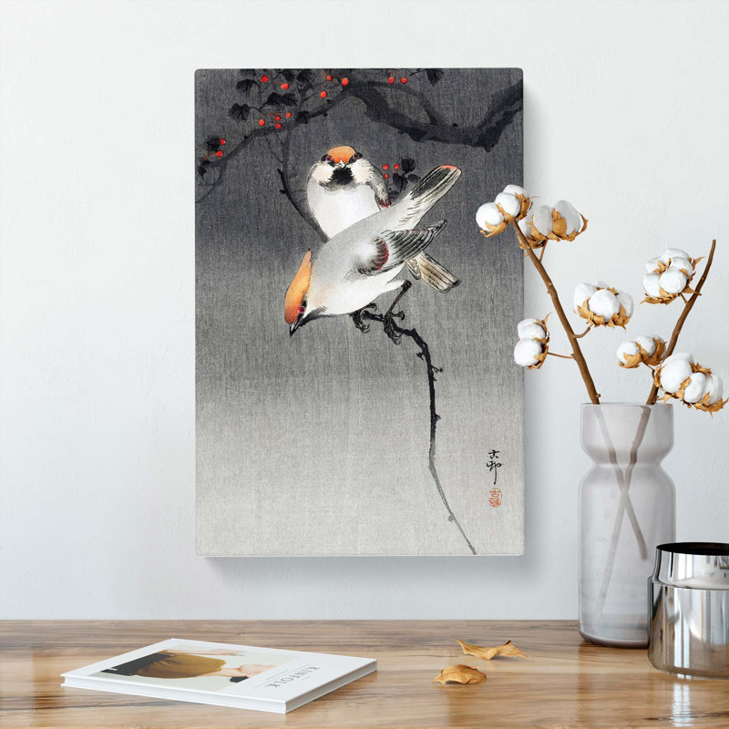 Bohemian Waxwing Birds by Ohara Koson - Wrapped Canvas, 50cm H x 35cm W x 3cm D