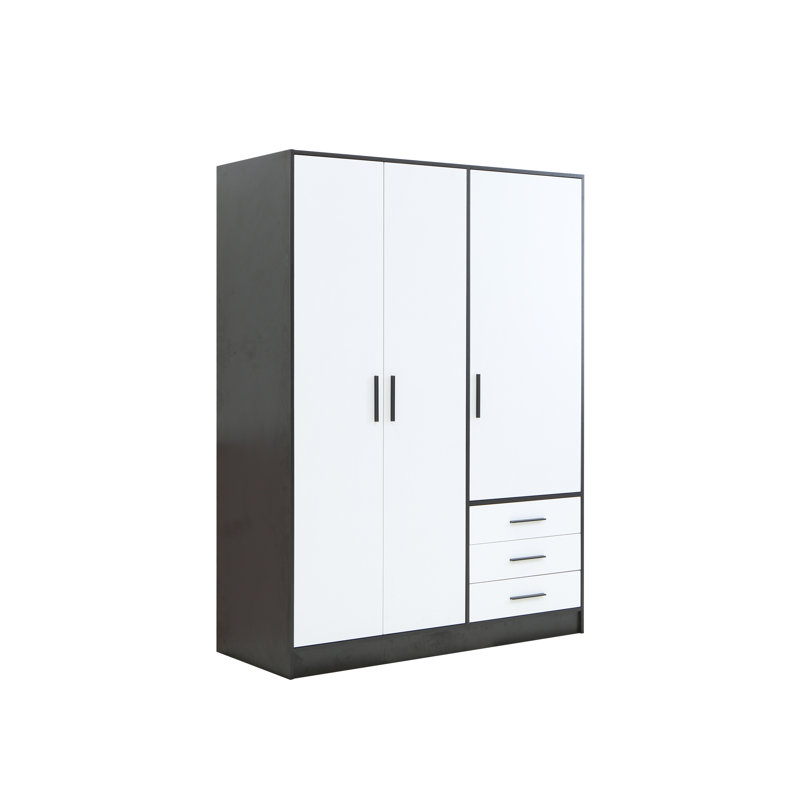 Ingram 3 Door Wardrobe, Matt Black/Matt White
