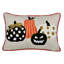 Coussin décoratif brodé d'Halloween avec motif citrouille et pois effrayants, housse de coussin en lin mélangé avec garniture pour la décoration d'automne