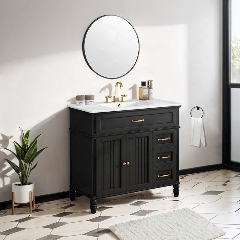 Meuble-lavabo simple 36 po avec comptoir en céramique 36 po