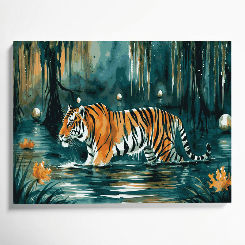 «Big Cats Swamp Tiger», art mural sur toile bleue, H 11 po x l 14 po