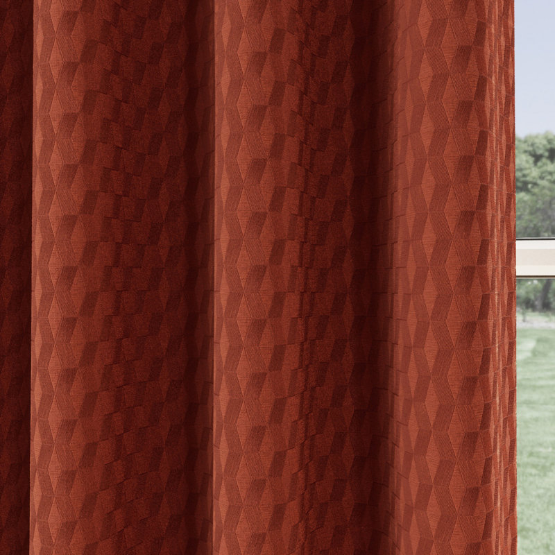 Room Darkening Curtain Panel Pair, Orange, 168cm Width x 229cm Drop