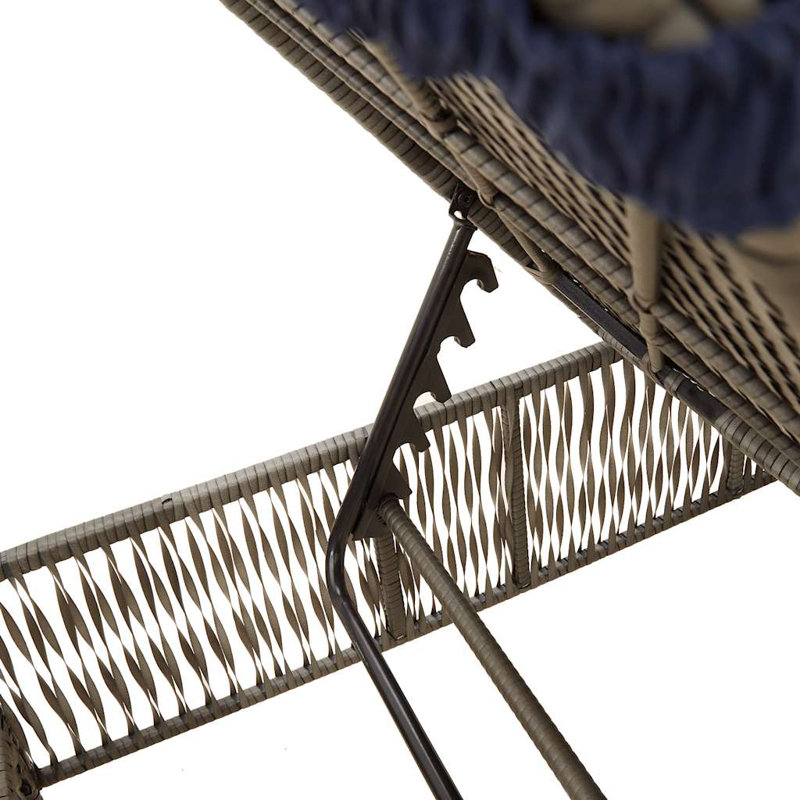  Chaise longue de patio grise, Gris clair, Marine