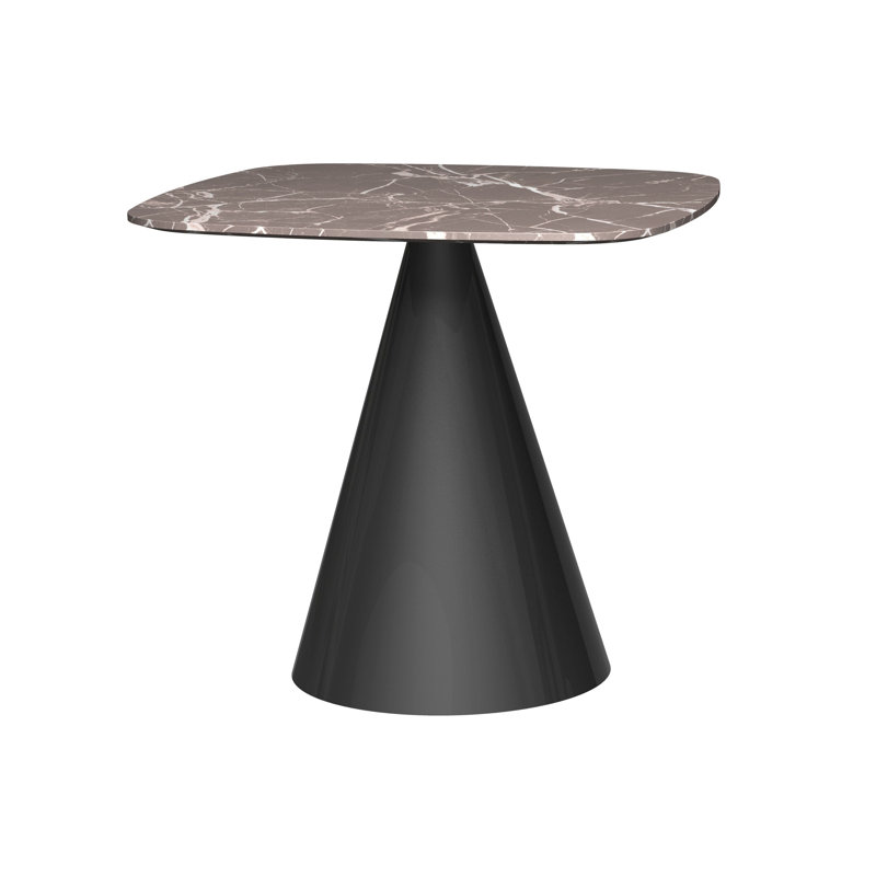 Bedminster Marble Top Metal Base Dining Table, Black/Brown