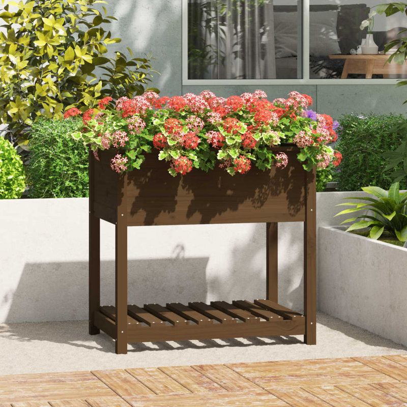 Aalap Wood Raised Garden Bed, Brown, 81cm H x 82.5cm W x 54cm D