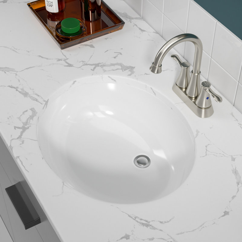 Oval Ceramic Bathroom Sink with Overflow 19" L x 16" W 19"