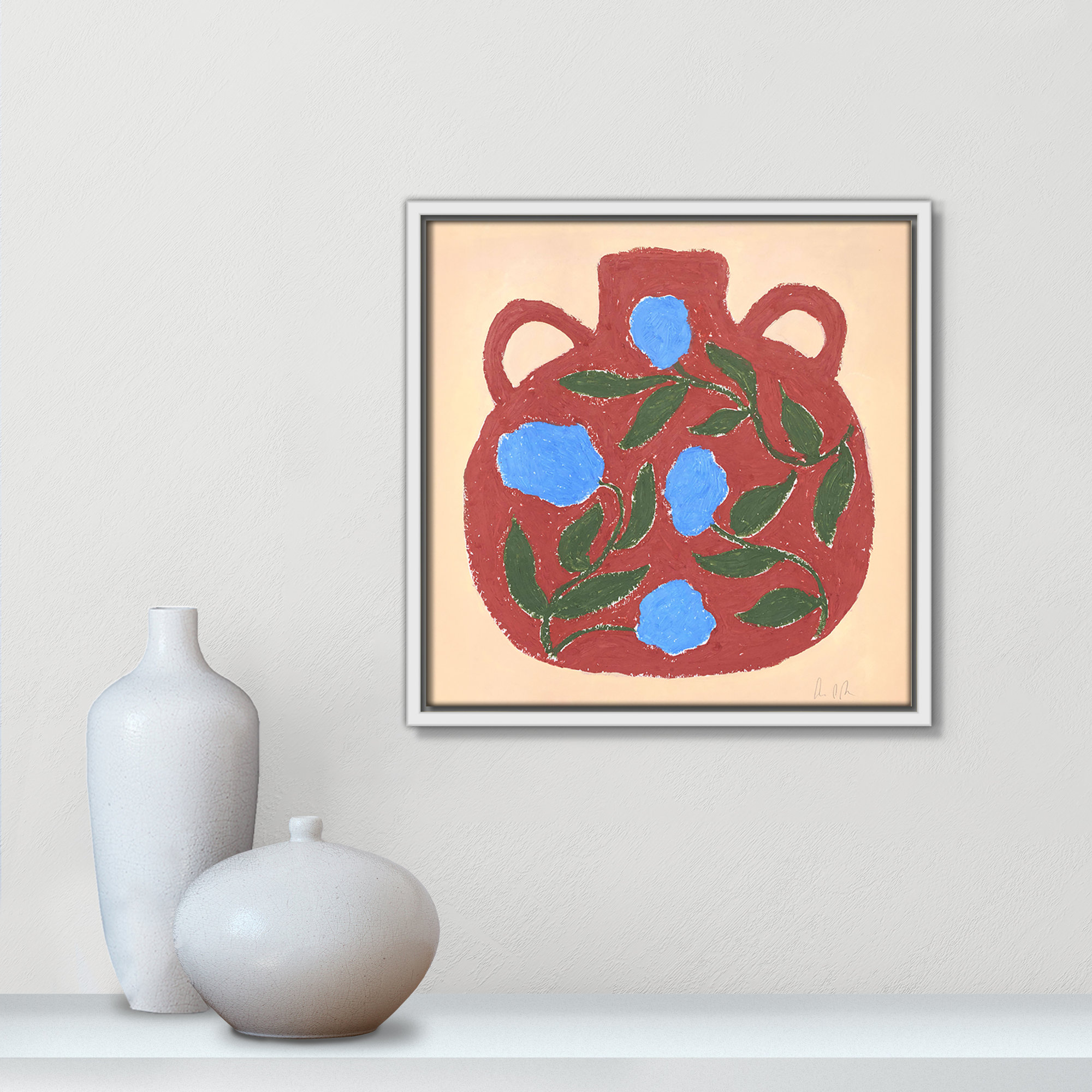 Vase No. 04 Print by Camilla Bergqvist, White, 13.5" H x 13.5" W