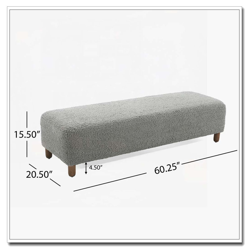 Banc rembourré Boucle, Gris