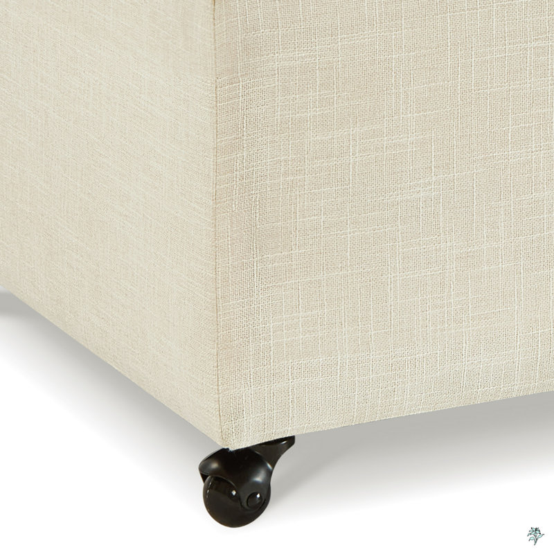 Sofa Ottoman With Storage, Modular Sectional Storage Ottoman With Wheels, White
