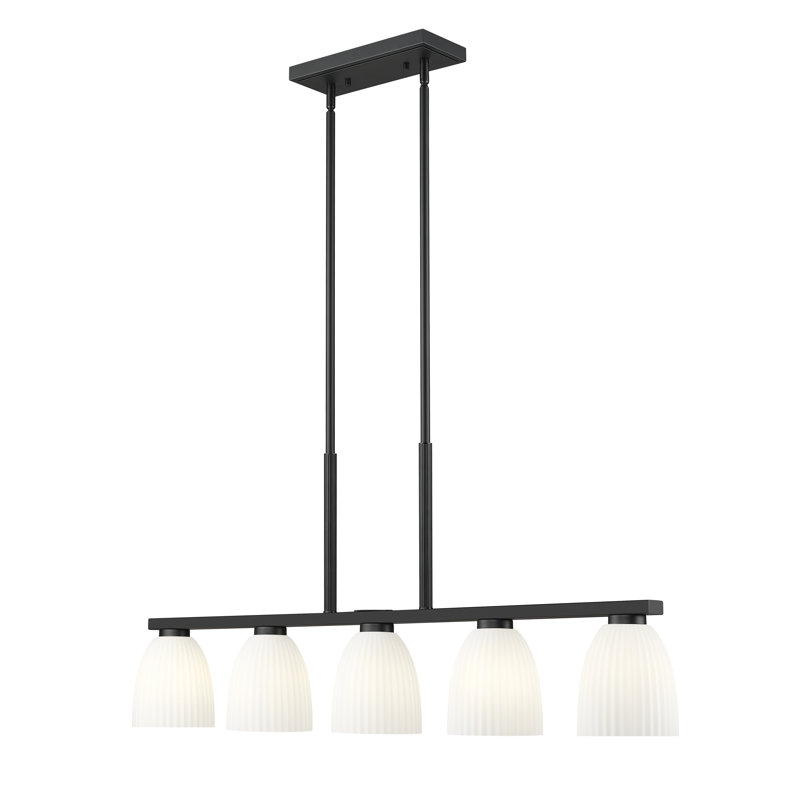 Mateo Modern Linear Chandelier, 5 Lights, Matte Black, 18.25" H x 44.5" W x 6" D