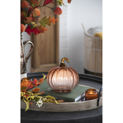 Set Of 8, 4X4x5" Orange Glass Pumpkin, Pumpkin Ornament Decor For Holiday Harvest Festival Fall Festival & Thanksgiving