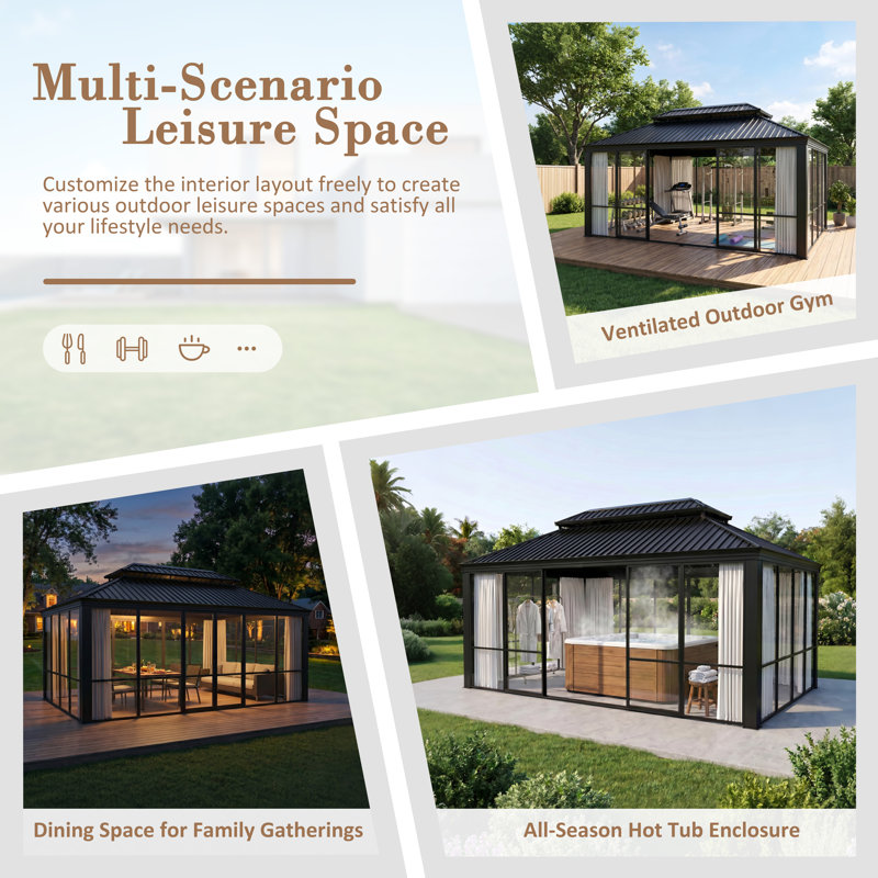 Pavillon de jardin en polycarbonate, l 16 pi x P 12 pi