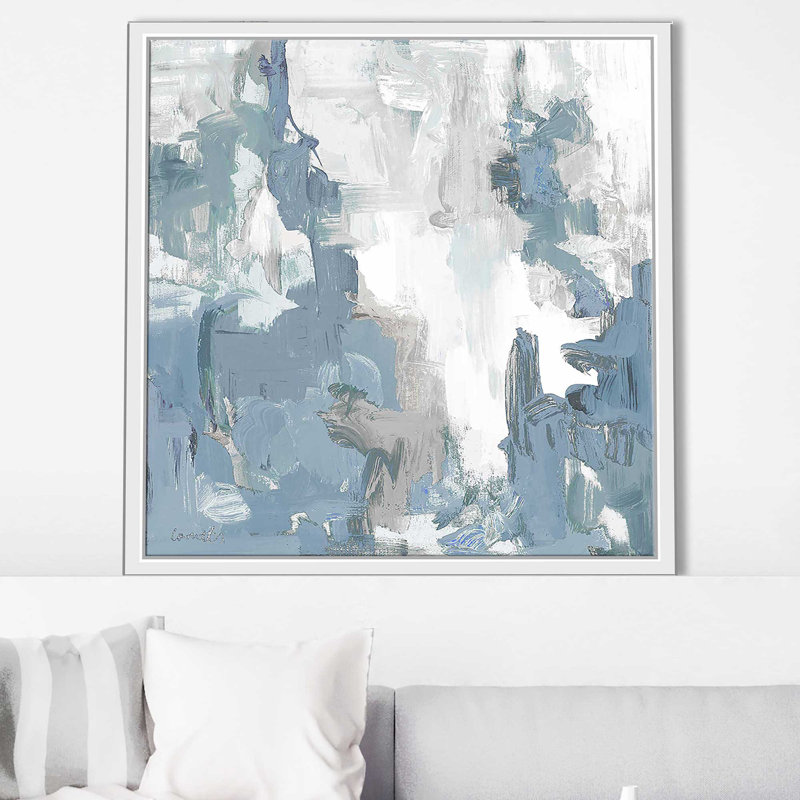 «Blue Serenade I» par Lanie Loreth, H 21,5 po x l 21,5 po x P 2 po, Cadre flottant blanc