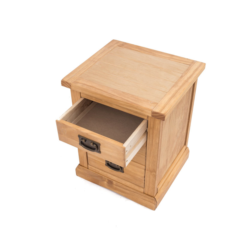 Otis 45cm W Solid + Manufactured Wood Bedside Table, Light Wood