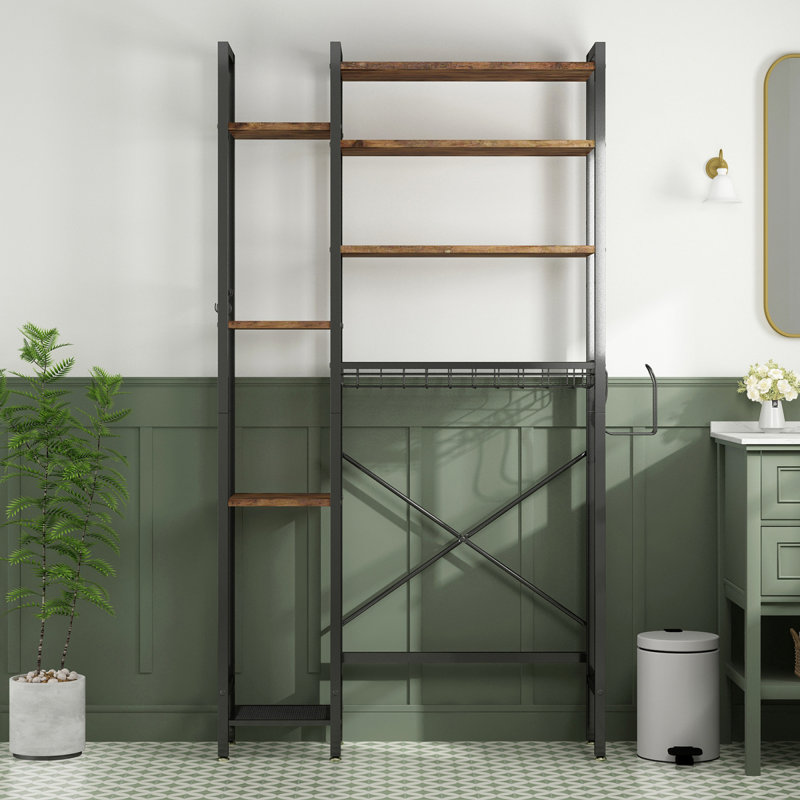 Rangement au-dessus de la toilette à 8 niveaux avec support latéral, support de rangement au-dessus de la toilette avec tablette réglable