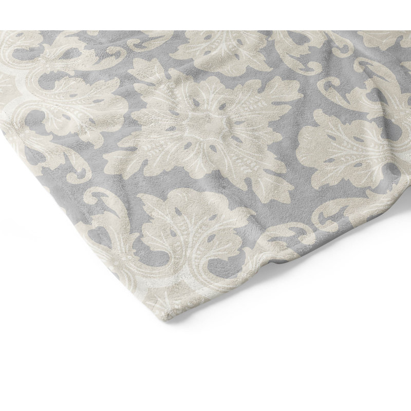 Couverture en velours de velours de damas, L 80 po x l 60 po, Gris