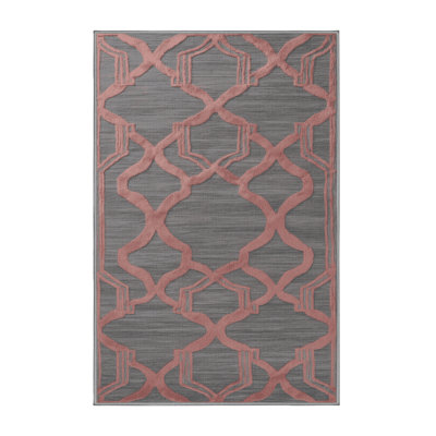 Machine Washable Trellis Gray Area Rug