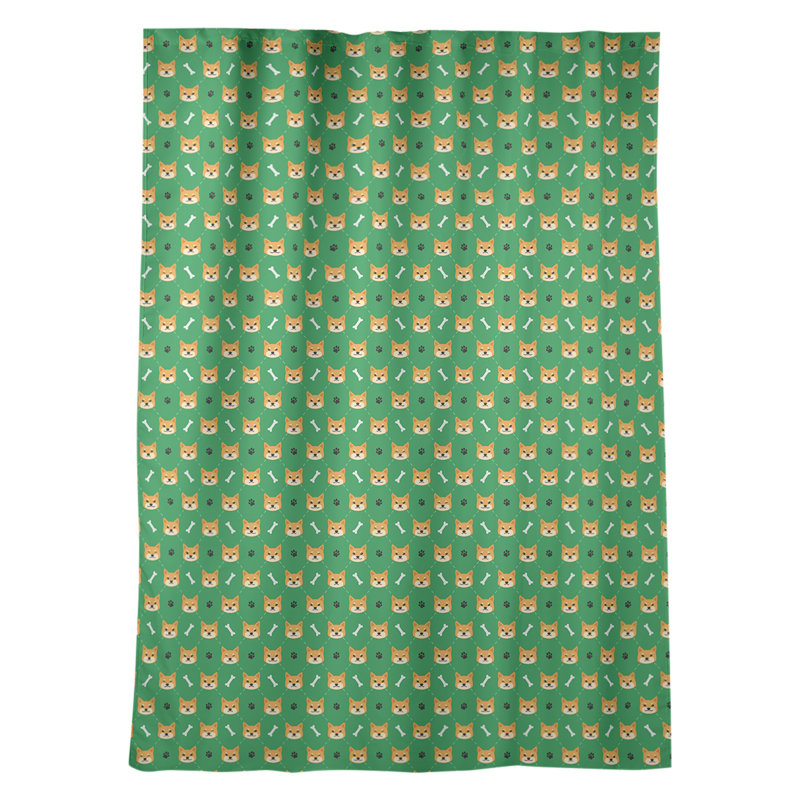 Panneau de rideau simple avec passe-tringle menthe shiba shiba Kitterman, Vert / orange