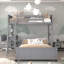 Lits simples superposés sur lit double avec bureau et tiroirs, lit mezzanine simple en bois avec cadre de lit plateforme double amovible, lit superposé avec échelle