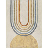 Sunny Machine Washable Modern Cream/Yellow Area Rug
