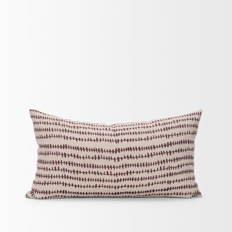 Housse de coussin en lin , Beige / merlot