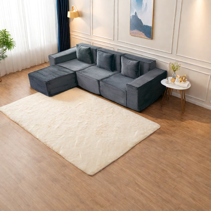 Canapés modulaires spacieux, confort velours côtelé, gris foncé contemporain pour la maison et le bureau