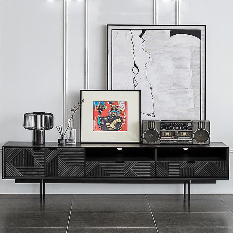 Meuble télé léger et luxueux rétro sculpté, 78.74"