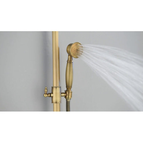 Tan Antique Brass Shower Set Vintage Shower Nostalgia Shower System Wall Mounted Shower with