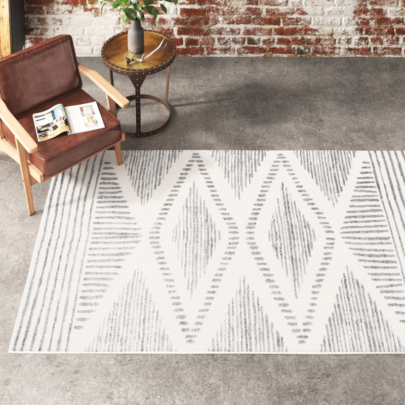 Marnie Tribal Area Rug for Living Room Bedroom Dining Room Kitchen, Light Grey/Ivory, Rectangle 8' x 10'