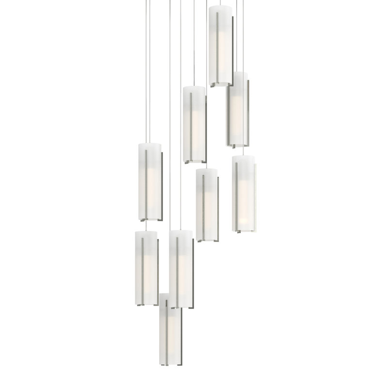 Exos 9 - Light Cylinder Pendant, Opal, Sterling, 13" - 130"