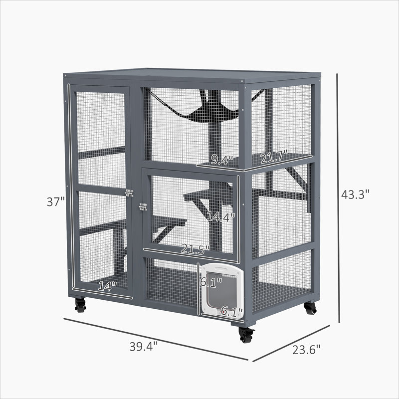 Enceinte polyvalente pour chats avec plusieurs caractéristiques pour le confort et le divertissement félins