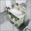 Meuble-lavabo de 35,6 pouces de style Mid-Century avec verre à motif et capteur de mouvement, autoportant avec rangement, design maison de campagne haut de gamme, vert