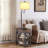 Rustic Brown Floor Lamp With Flip Top Side Table, USB Charging Ports, And 360° Rotatable Lampshade