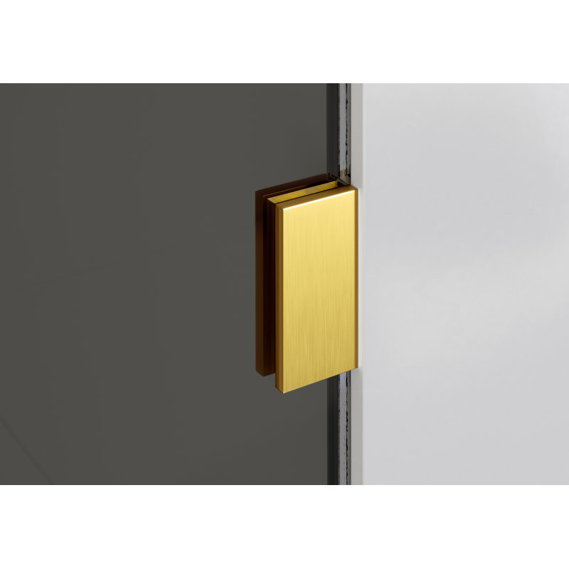 Ursa 34 in. x 58.25 in. Frameless Gray Tinted Single Fixed Bath Panel, Satin Brass