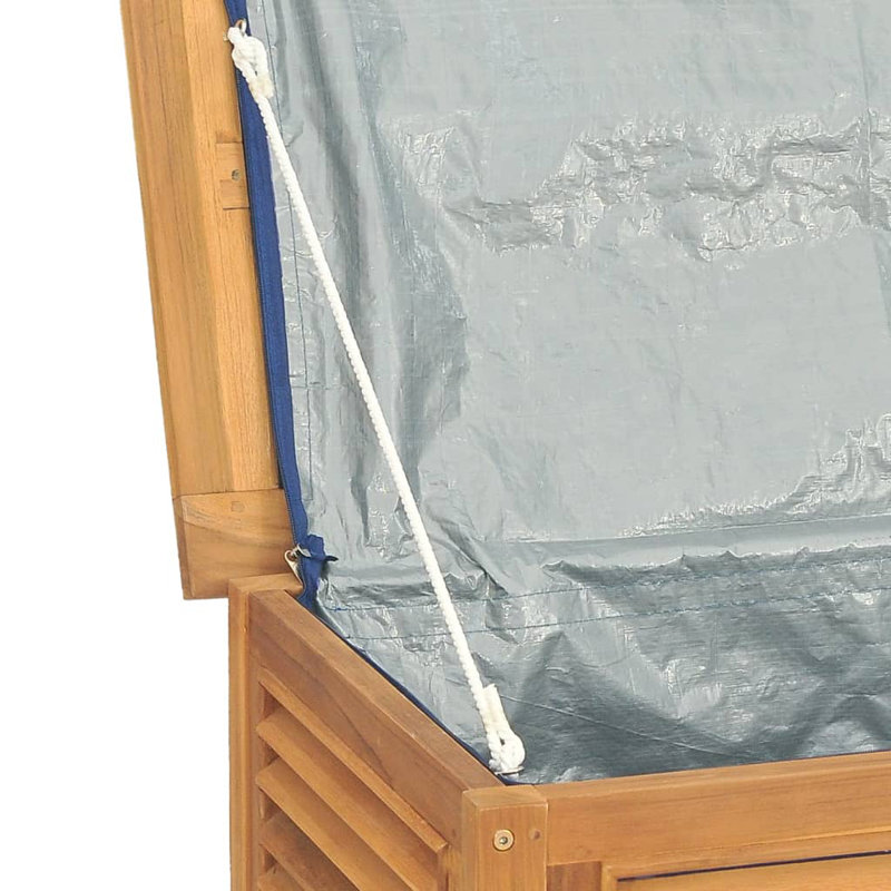 Water Resistant Teak Solid Wood Storage Bench in Brown