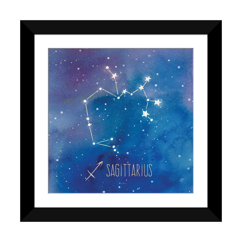 « star sign sagittarius », impression sur toile, H 24 po x l 24 po x P 1 po, Papier d'art encadré noir, Blanc