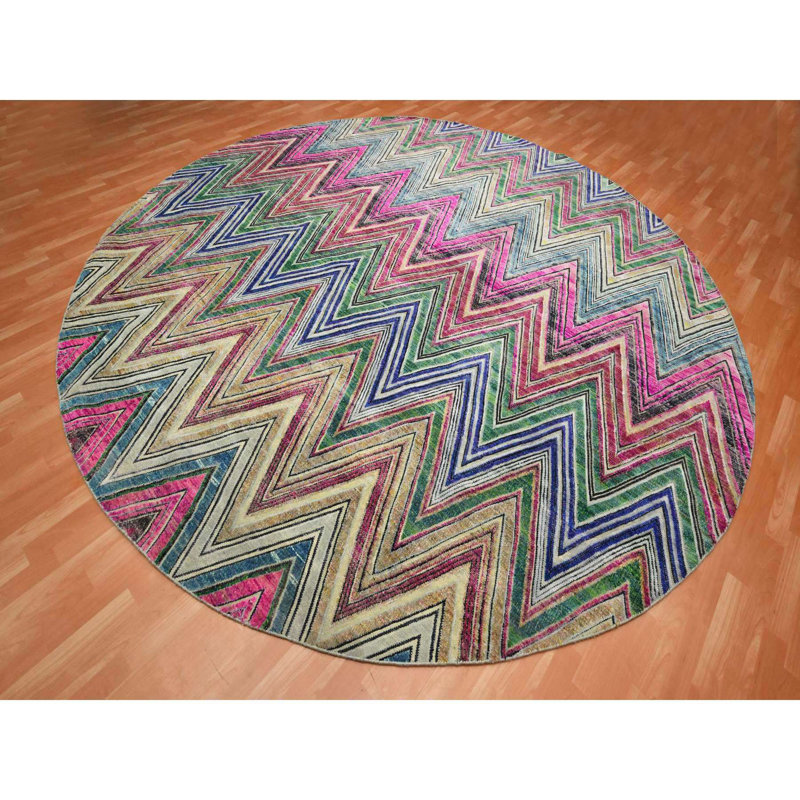 Tapis rond en soie noué à la main 11 pi 9 po x 11 pi 9 po D7358C0C5F6648D788E195ED5413ECC8