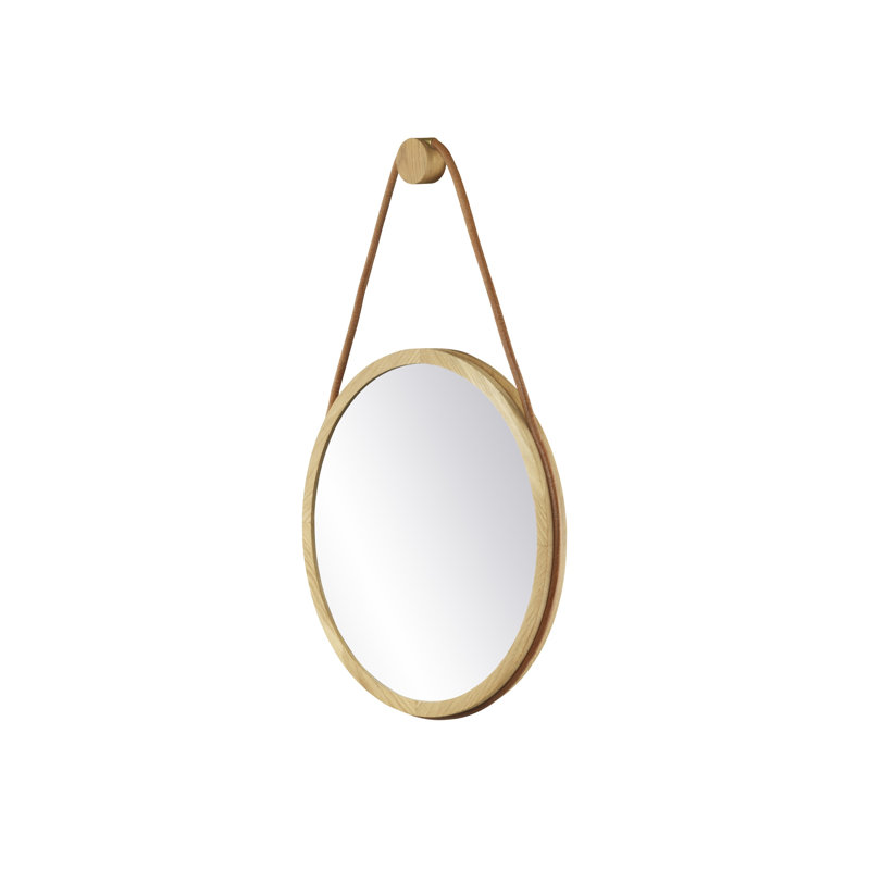 Mosso Round Solid Wood Mirror, Natural, 15.75" x 15.75"