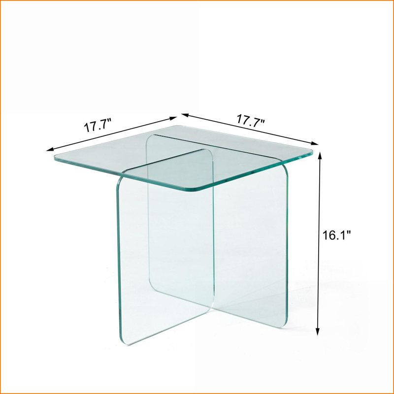 Table basse d'extérieur en verre trempé pour salon, petite table d'appoint transparente facile à nettoyer, Clair