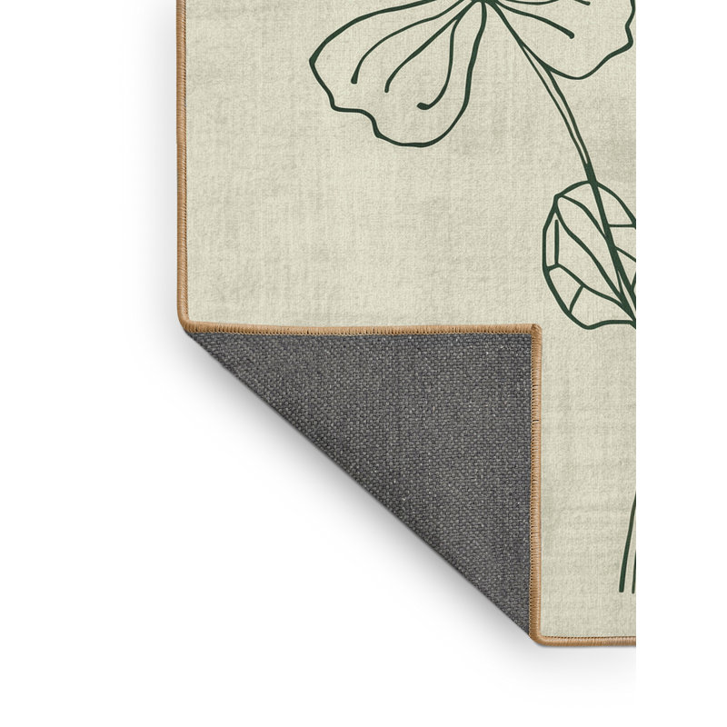Tapis abstrait moelleux et moelleux à motif abstrait moderne et contemporain St Patties beige - Reliure brun clair, 7 x 9