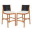 Ensemble de 2 tabourets de bar d'extérieur en bois d'acacia avec coussins, sièges de patio en teck