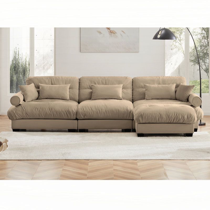 Super Comfort Oversized Modular Sectional Sofa Couch With Movable Ottoman,Corner Sectional With Bolstered Armrests, Deep Seat Cloud Couch, Convertible L Shaped Couch