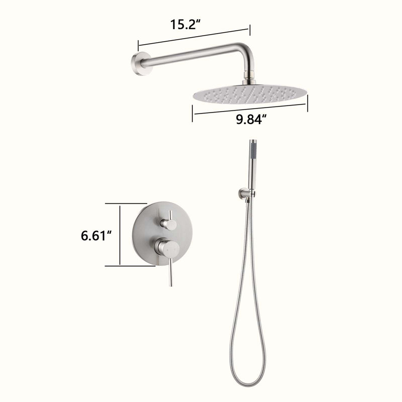 Complete Shower System with Rough in-Valve, Brushed Nickel