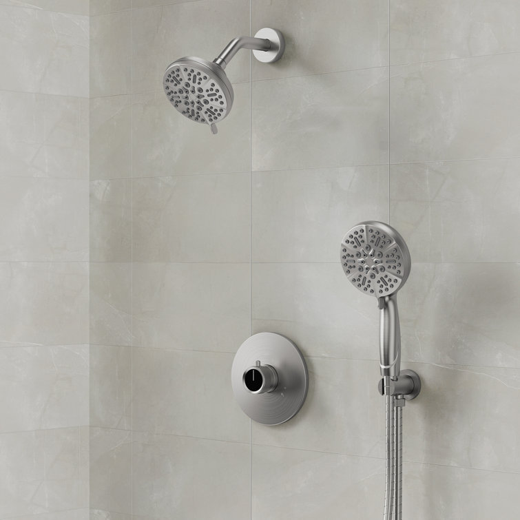 Dual-Function Shower Faucet System, Showerhead and Hand Shower with 5 Spray Settings