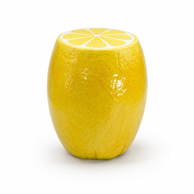 14" H Lemon Resin Garden Stool for Outdoor Patio Garden Décor