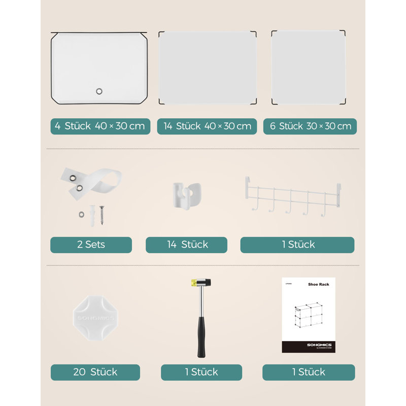 8 Pair Shoe Storage Cabinet, White
