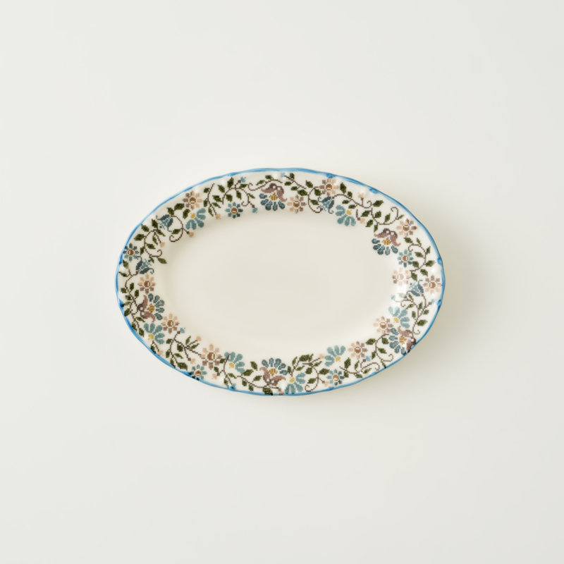 Plateau de service en porcelaine rétro, H 10 po x l 10 po x P 2 po