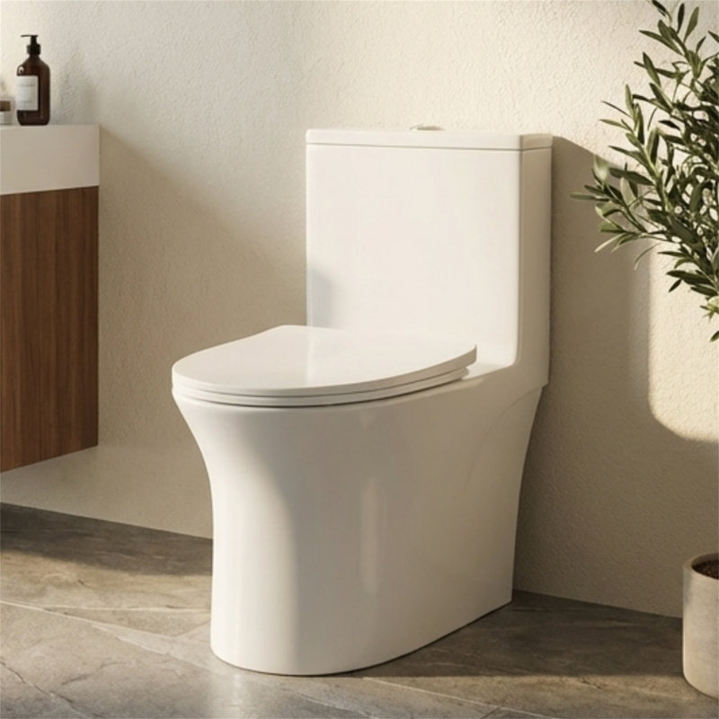 Dual Flush One-Piece Toilet - Elongated Comfort Height 15.75" Floor Mounted Toilet, 1.1/1.6 GPF WaterSense & CUPC Certified, Soft Close Seat, Skirted Design