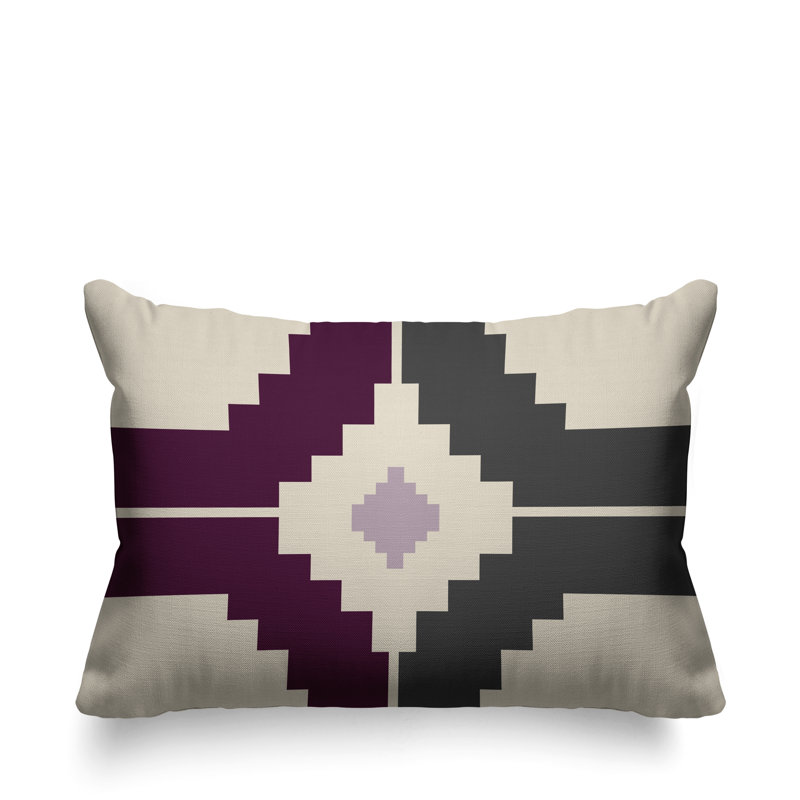 Coussin intérieur / extérieur Kele Southwestern, Mauve